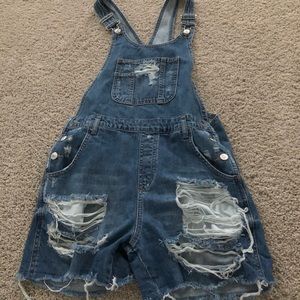 Topshop overall Jean shorts